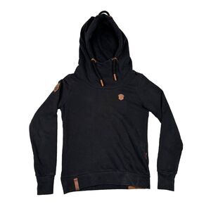 Naketano Sweatshirt Hoodie Cowl Neck Rope Pullover Womens Medium Black